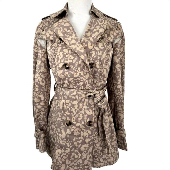 Daughters of the Liberation Jackets & Blazers - Daughters of the Liberation Leopard Print Trench Coat Belted Jacket 6
